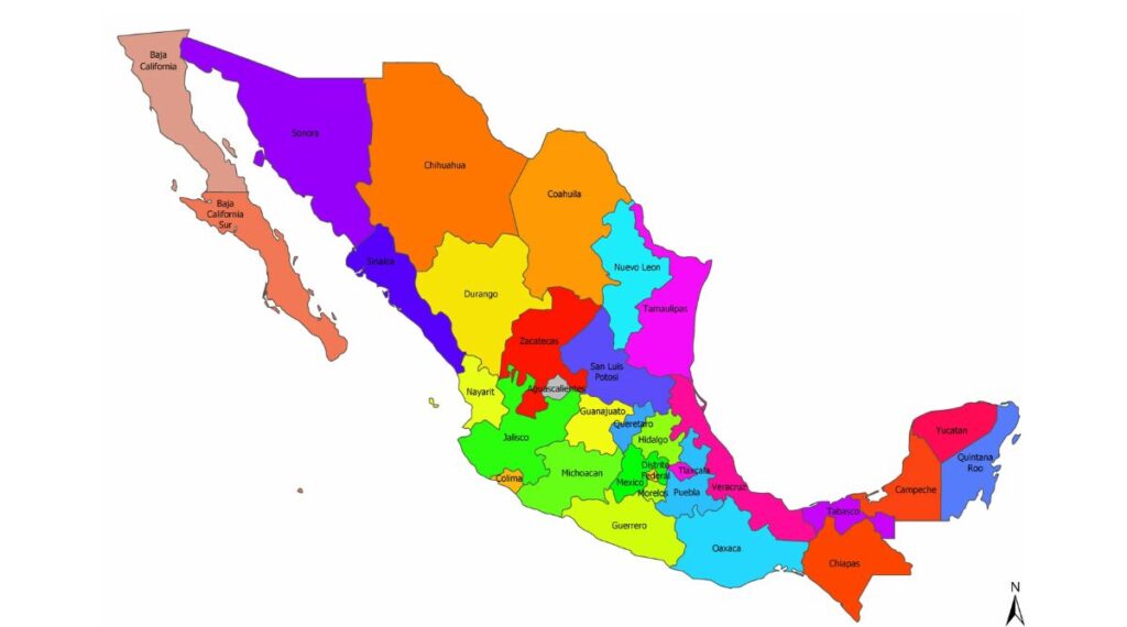 States in Mexico Map